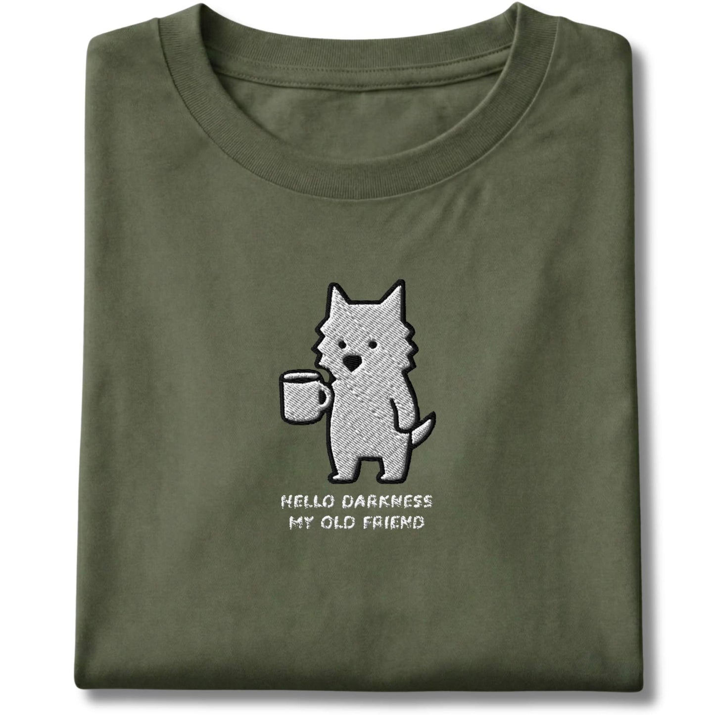 Embroidered Westie Hello Darkness My Old Friend Tee