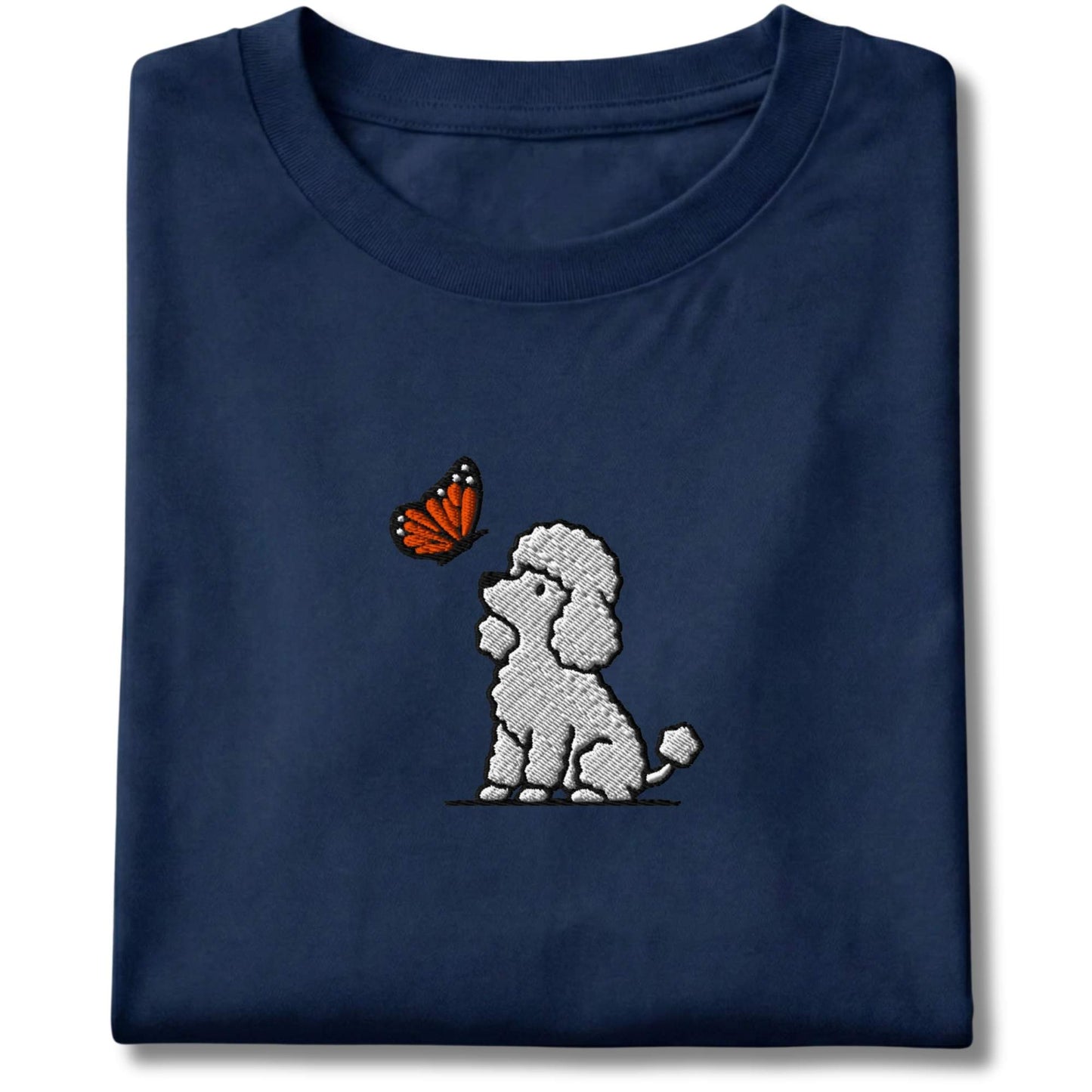 Embroidered Poodle and Butterfly Tee