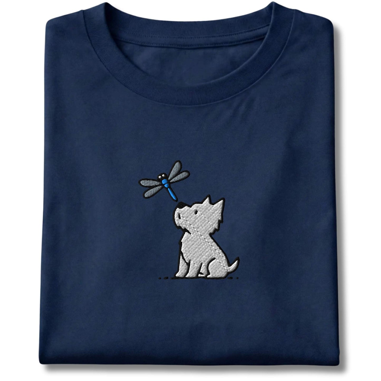 Embroidered Westie and Dragonfly Tee