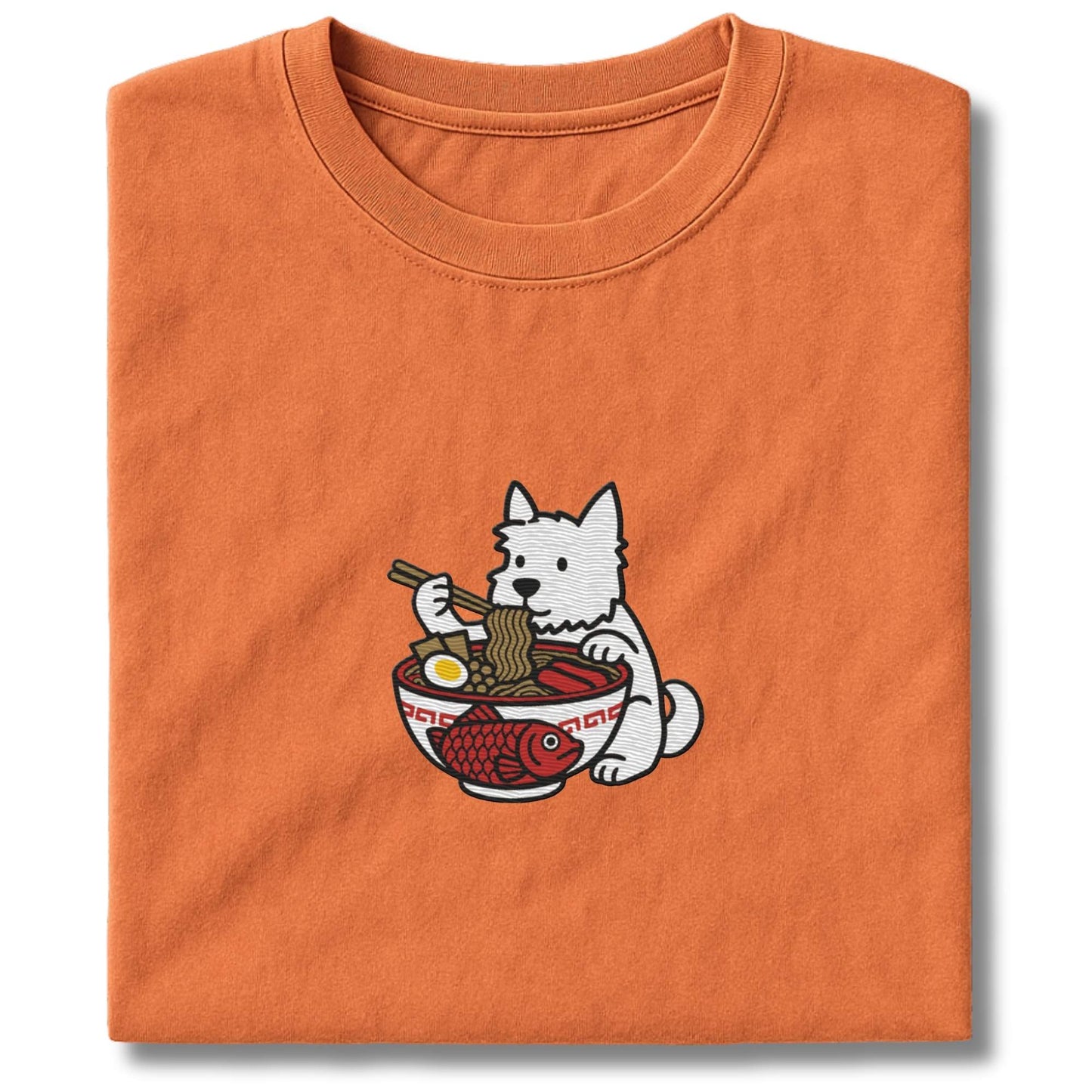 Embroidered Westie Eating Ramen T-Shirt