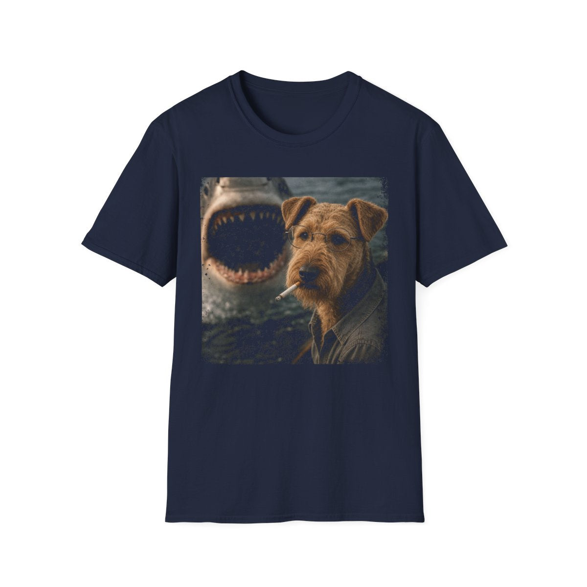 Airedale Terrier and Shark Tee - Navy