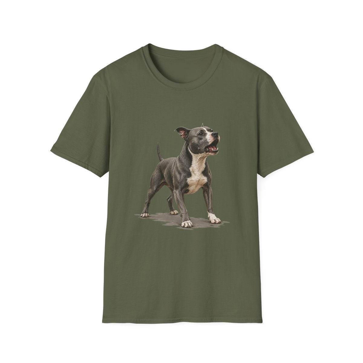 American Staffordshire Terrier Head Of Security Tee - Military Green