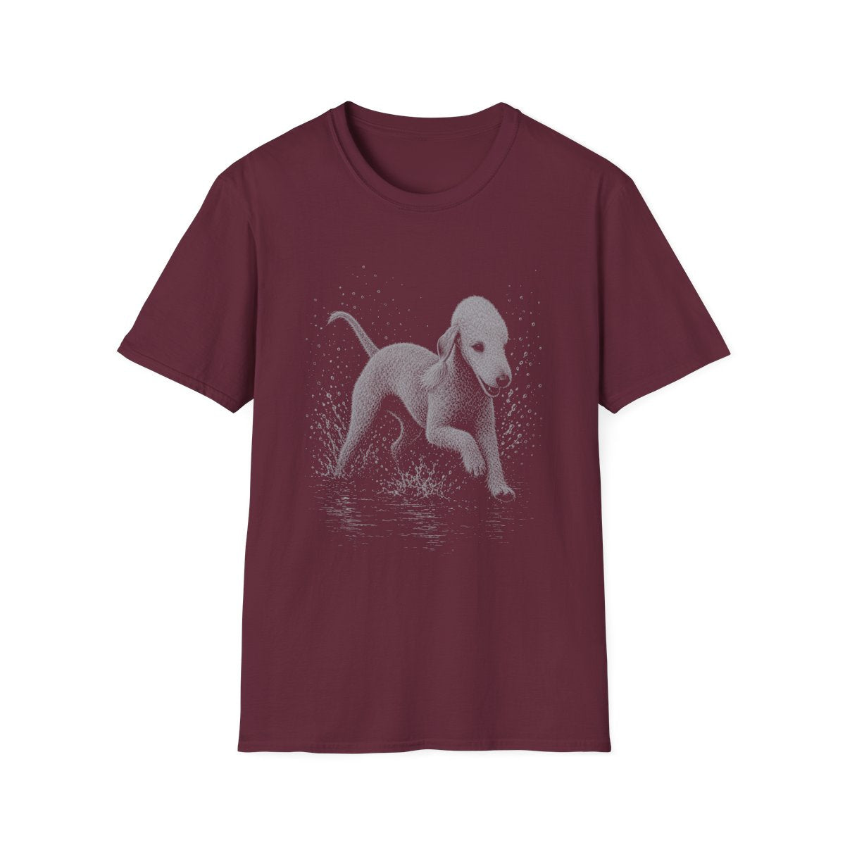 Bedlington Terrier Water Run Tee - Maroon