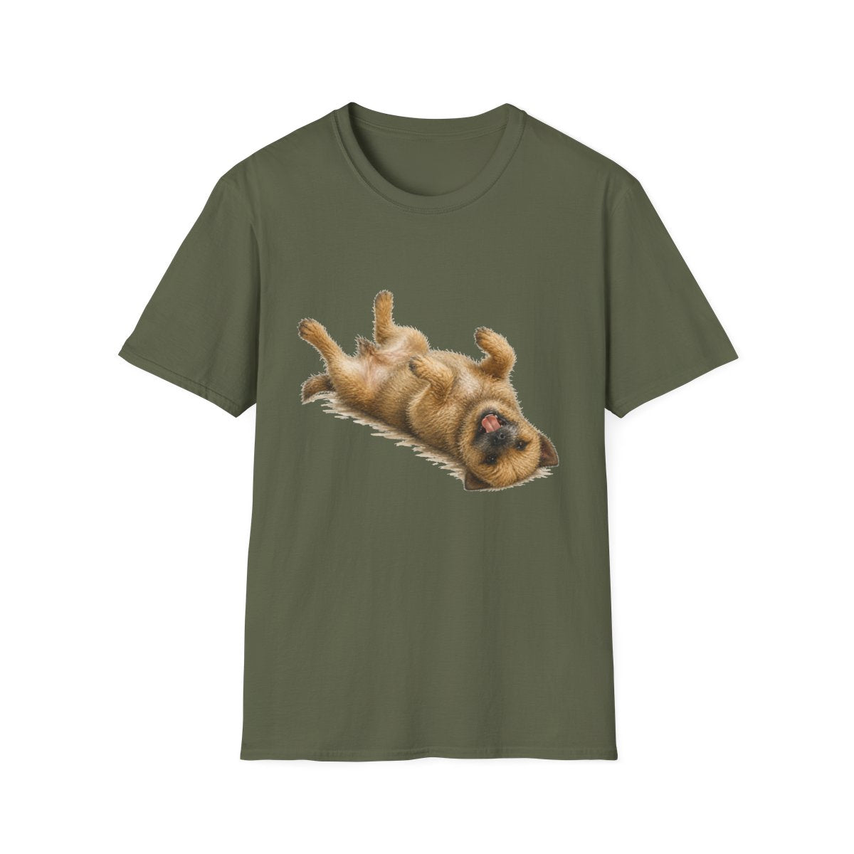 Belly Rubs Border Terrier Tee - Military Green