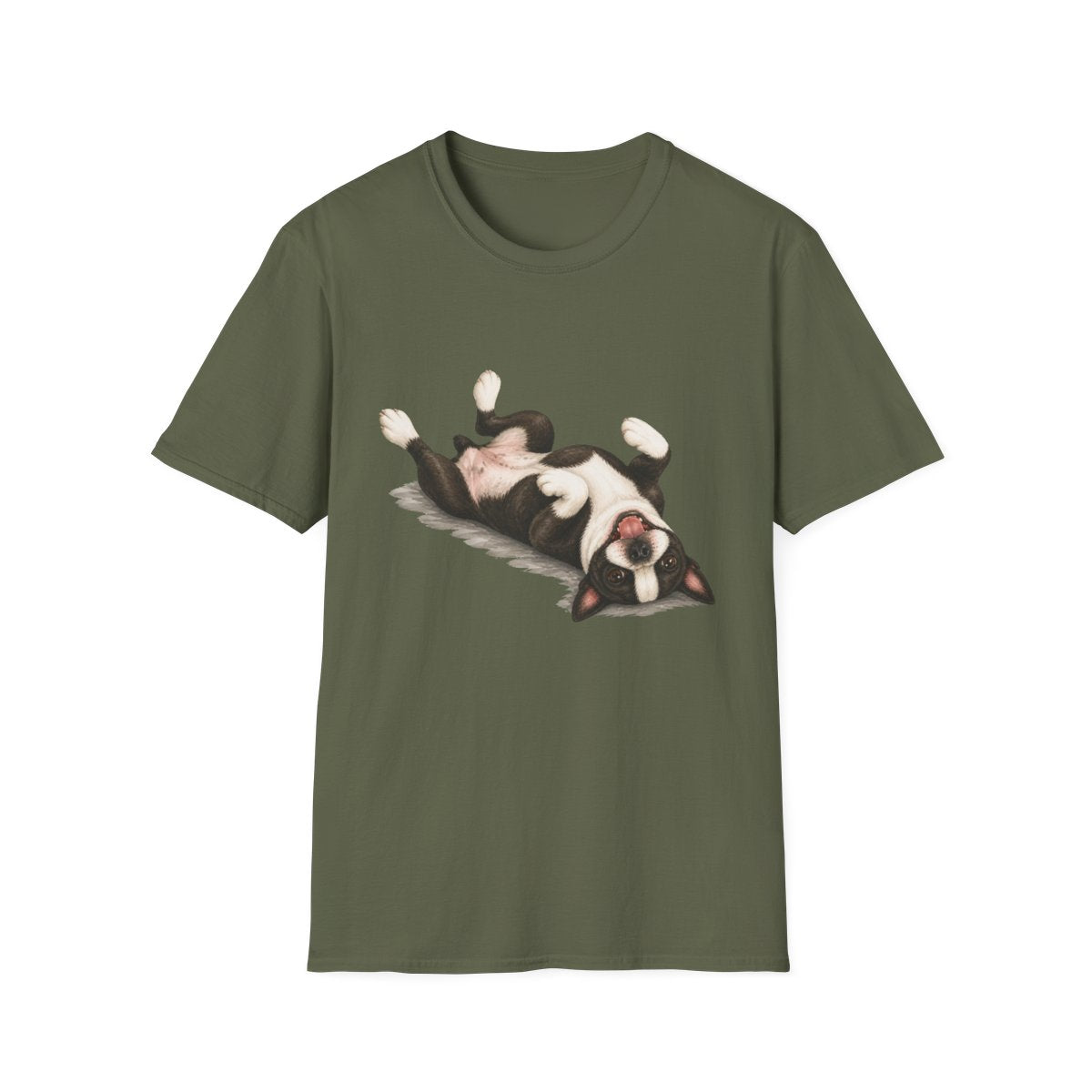 Belly Rubs Boston Terrier Tee - Military Green