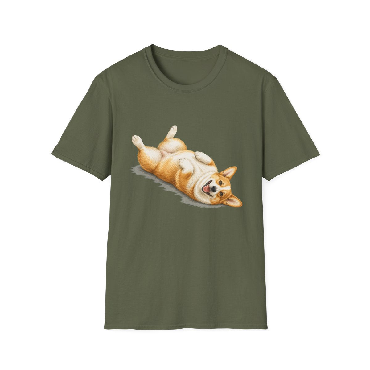 Belly Rubs Corgi Tee - Military Green