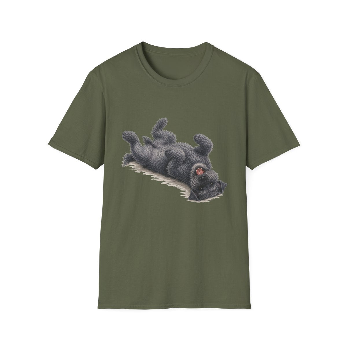 Belly Rubs Kerry Blue Terrier Tee - Military Green