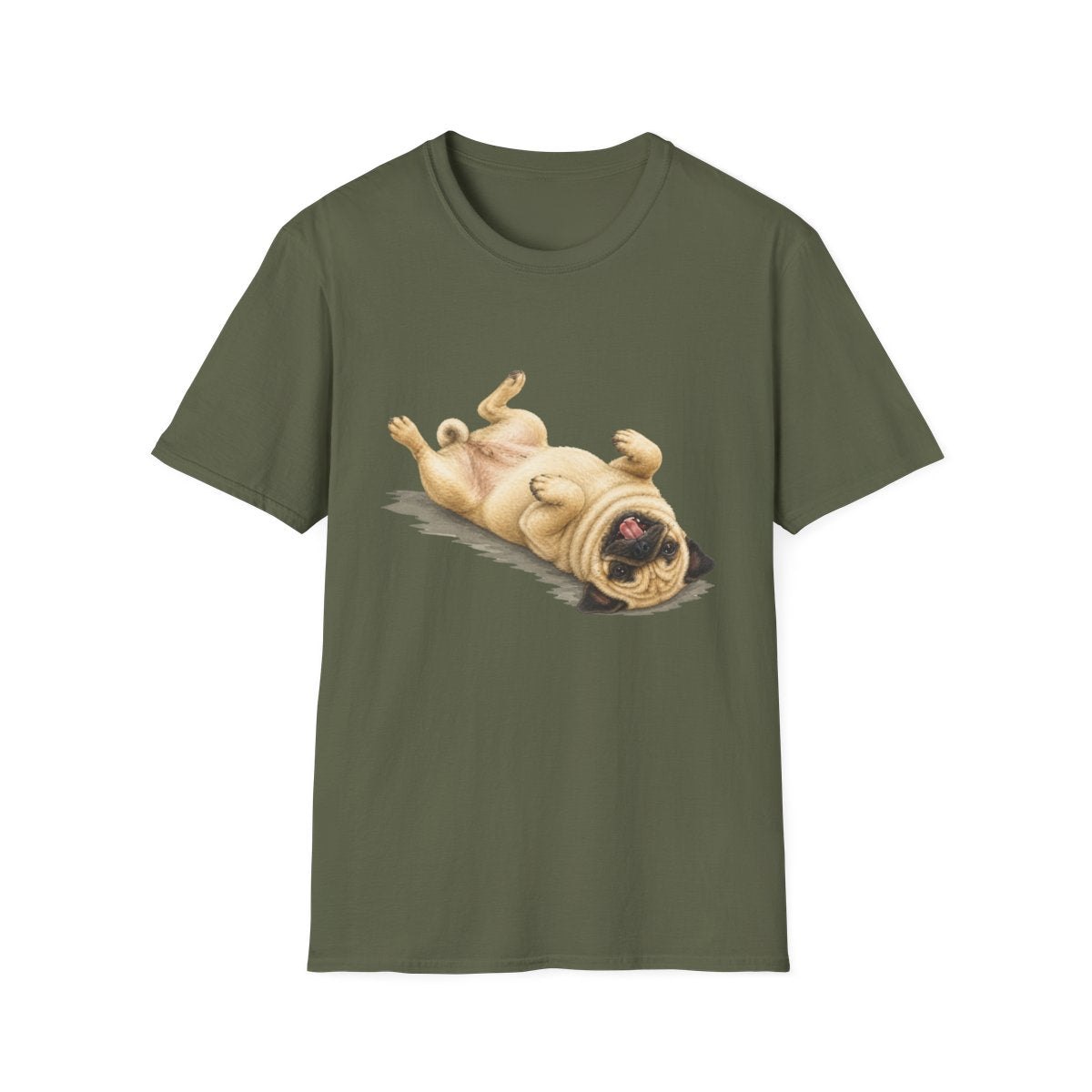 Belly Rubs Pug Tee - Military Green
