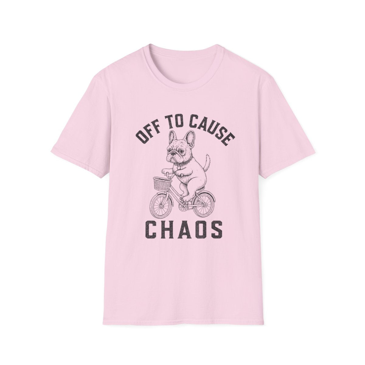 Bicycle French Bulldog Tee - Light Pink