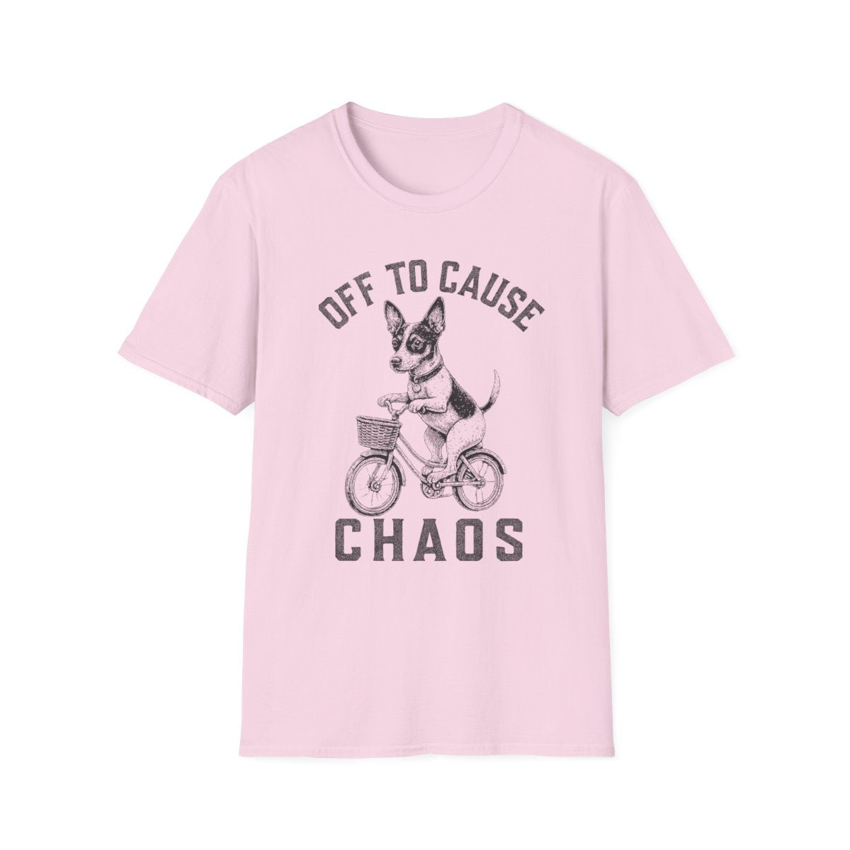 Bicycle Rat Terrier Tee - Light Pink