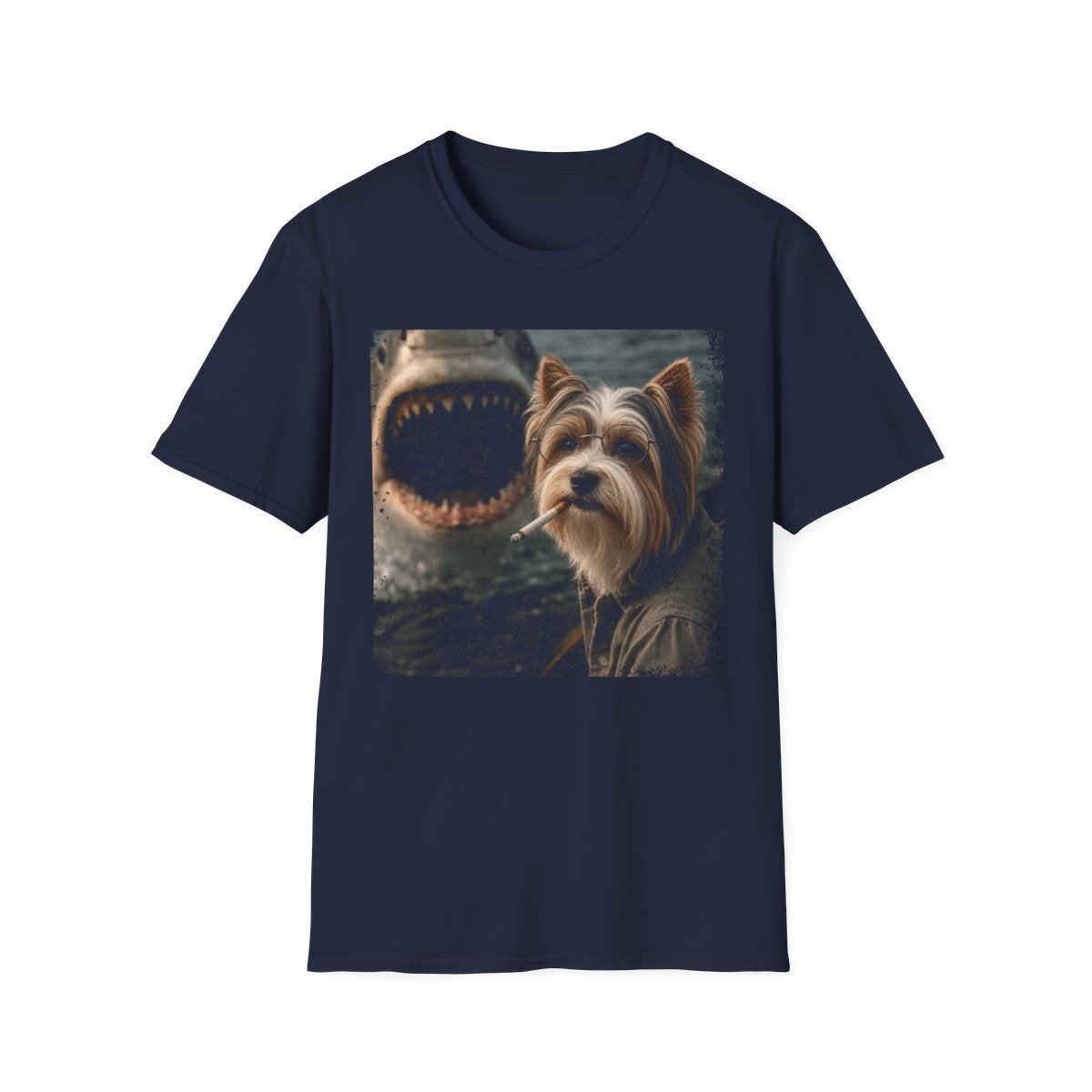 Biewer Terrier and Shark Tee - Navy