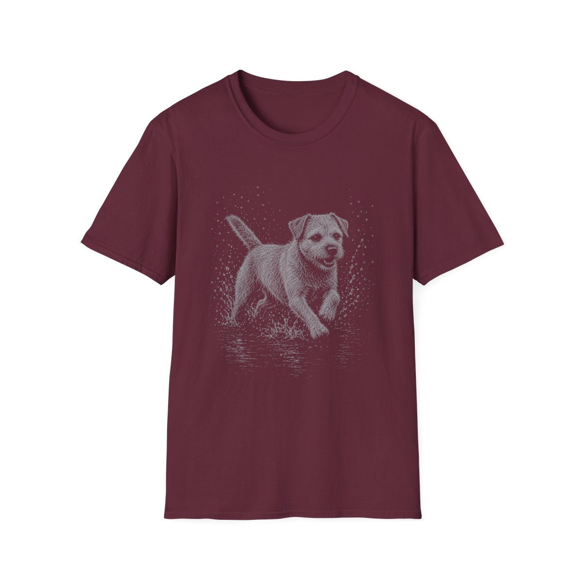 Border Terrier Water Run Tee - Maroon