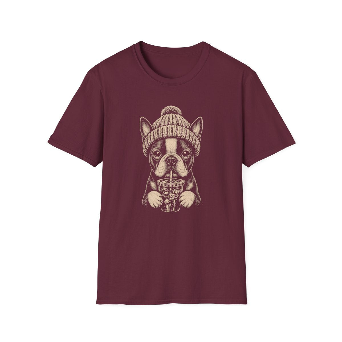 Boston Terrier Cold Brew Tee - Maroon