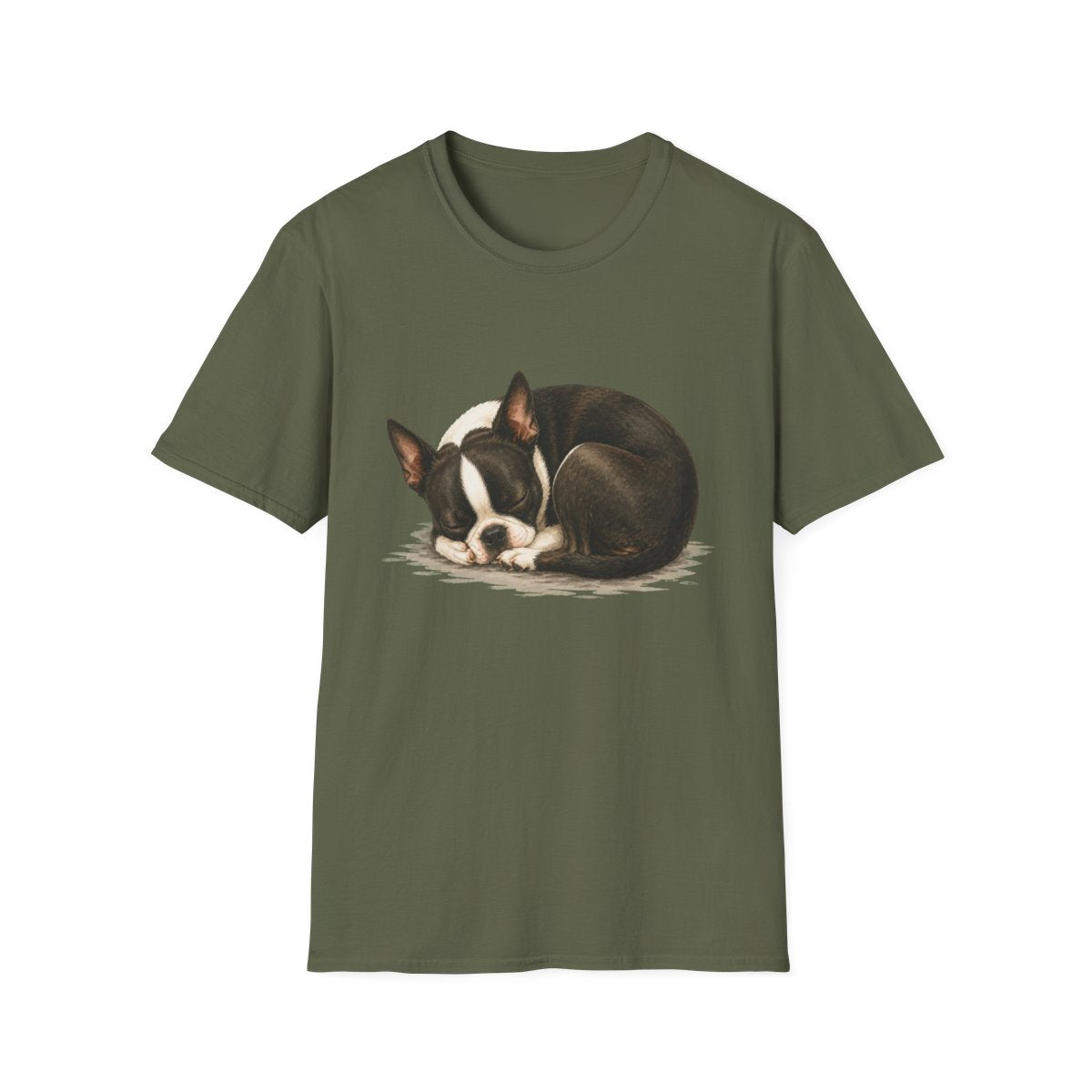 Boston Terrier Rest At Last Tee - Military Green