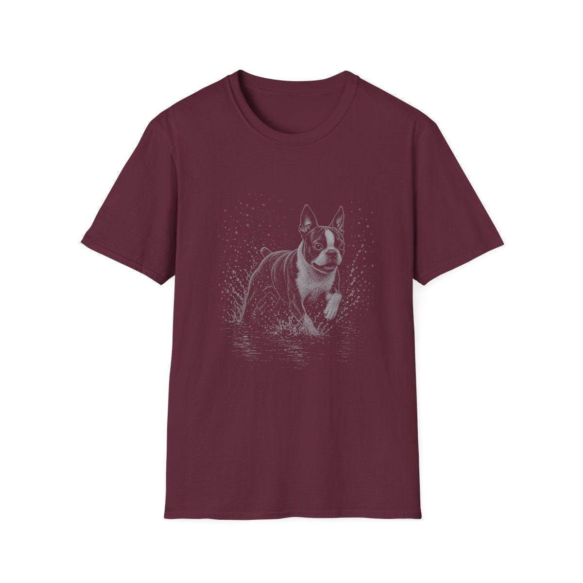 Boston Terrier Water Run Tee - Maroon