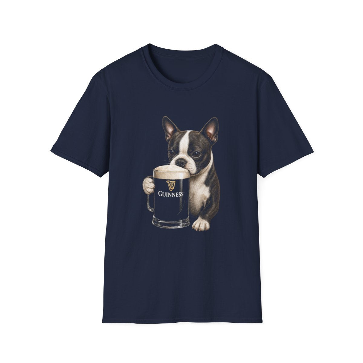 Boston Terrier With A Pint Tee - Navy