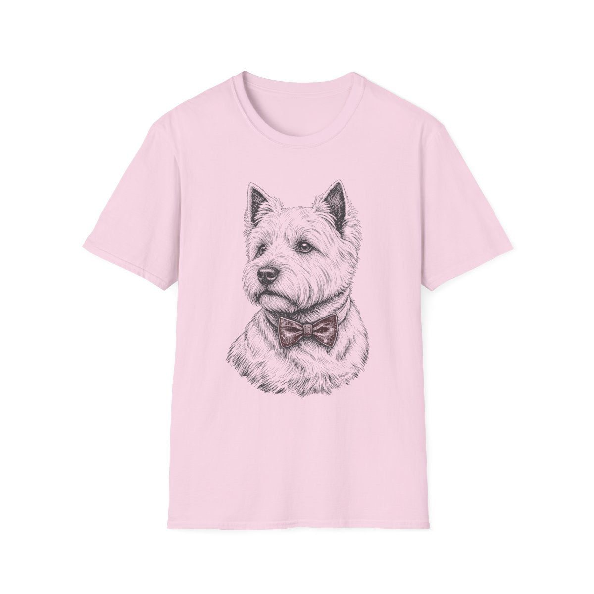 Bow Tie Westie Tee - Light Pink