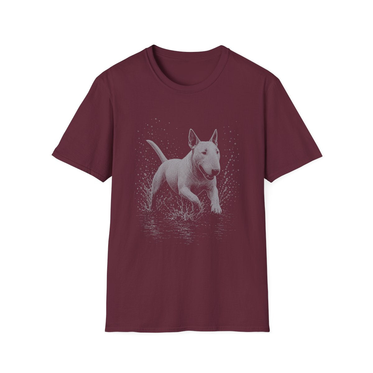 Bull Terrier Water Run Tee - Maroon