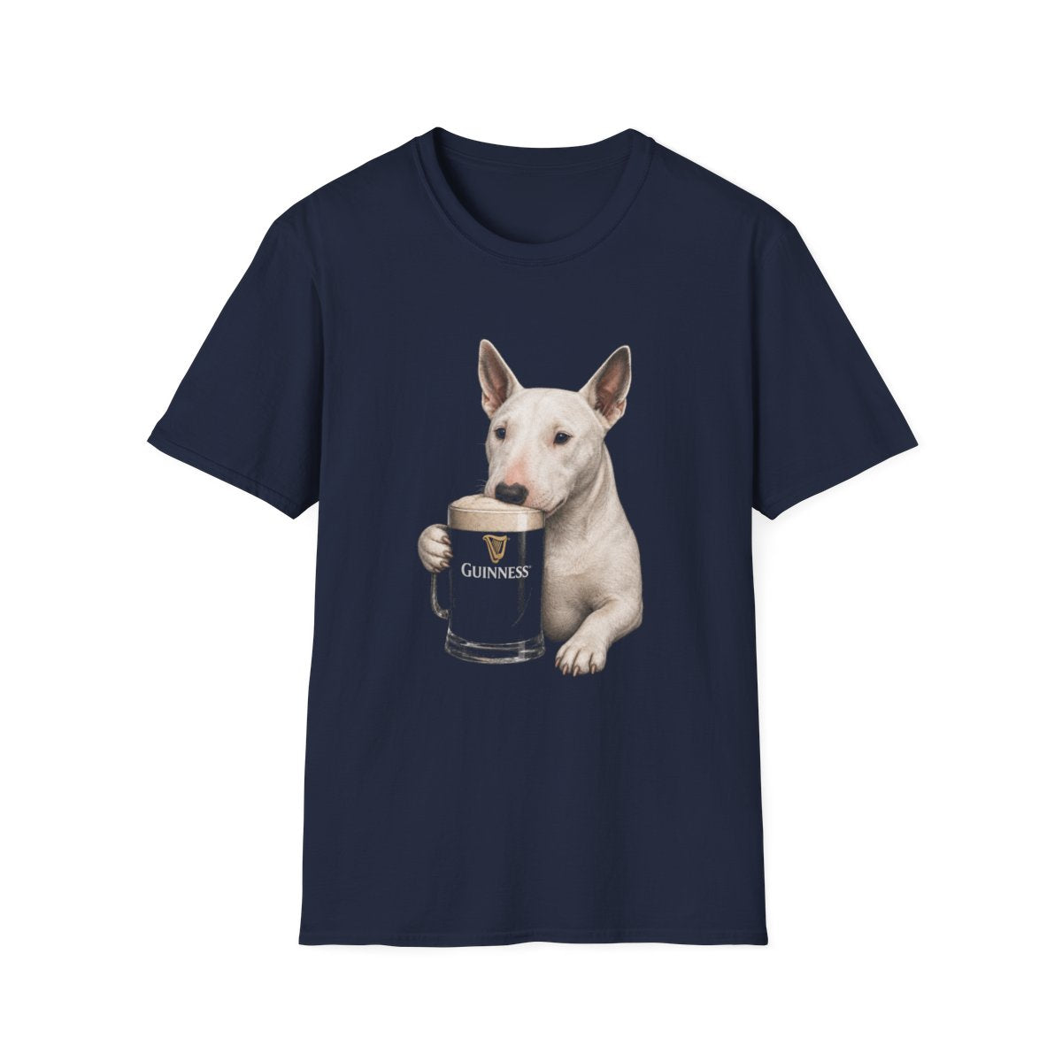 Bull Terrier With A Pint Tee - Navy