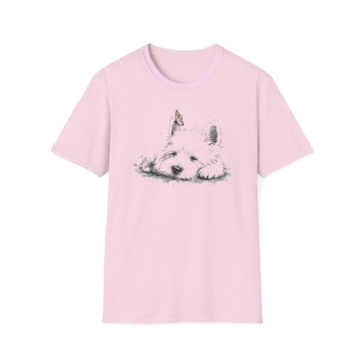 Butterfly Nap Westie Tee - Light Pink