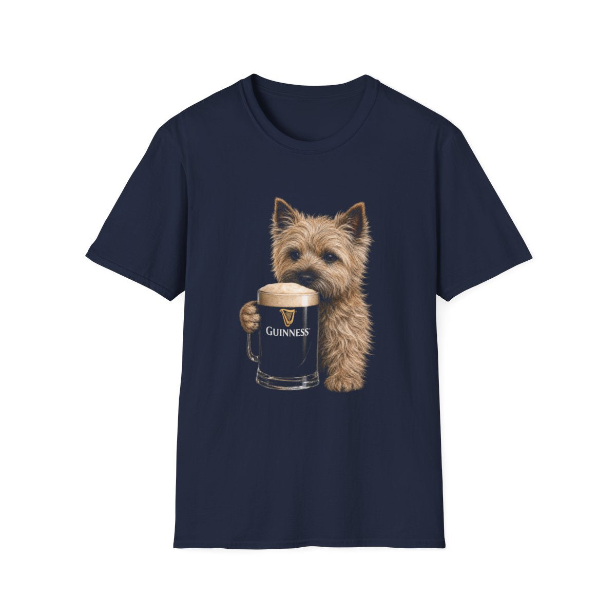 Cairn Terrier With A Pint Tee - Navy