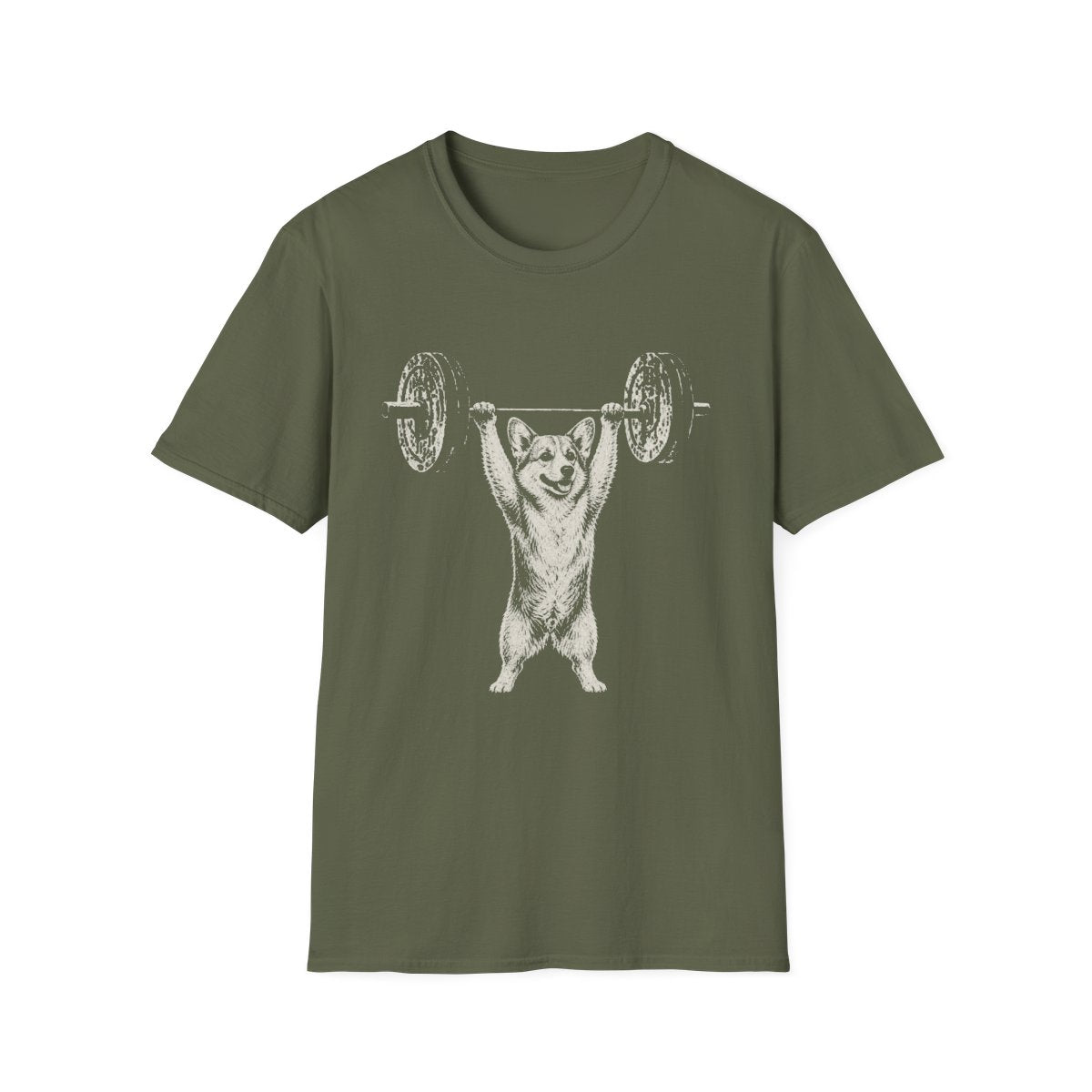 Corgi Powerlifting Tee - Military Green