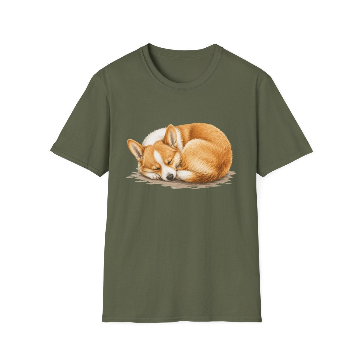 Corgi Rest At Last Tee - Military Green