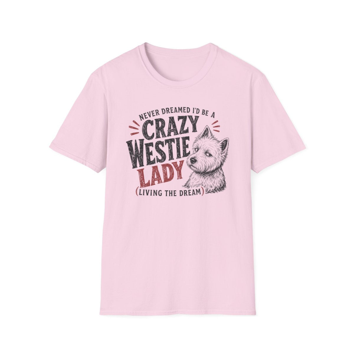 Crazy Westie Lady Tee - Light Pink