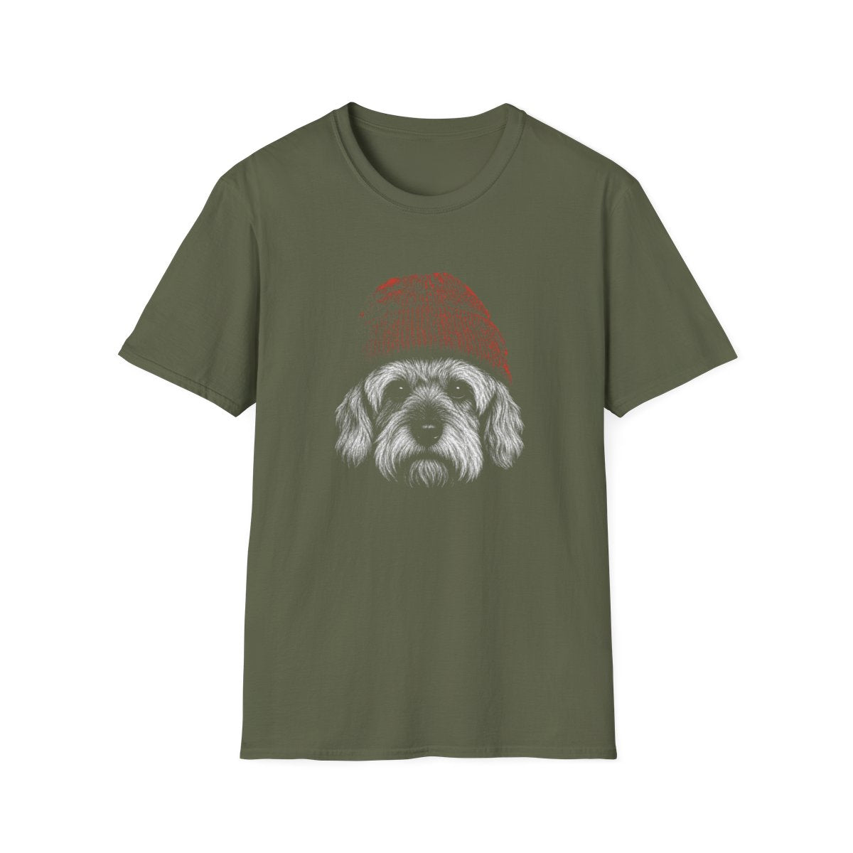 Dandie Dinmont Terrier In Beanie Tee - Military Green