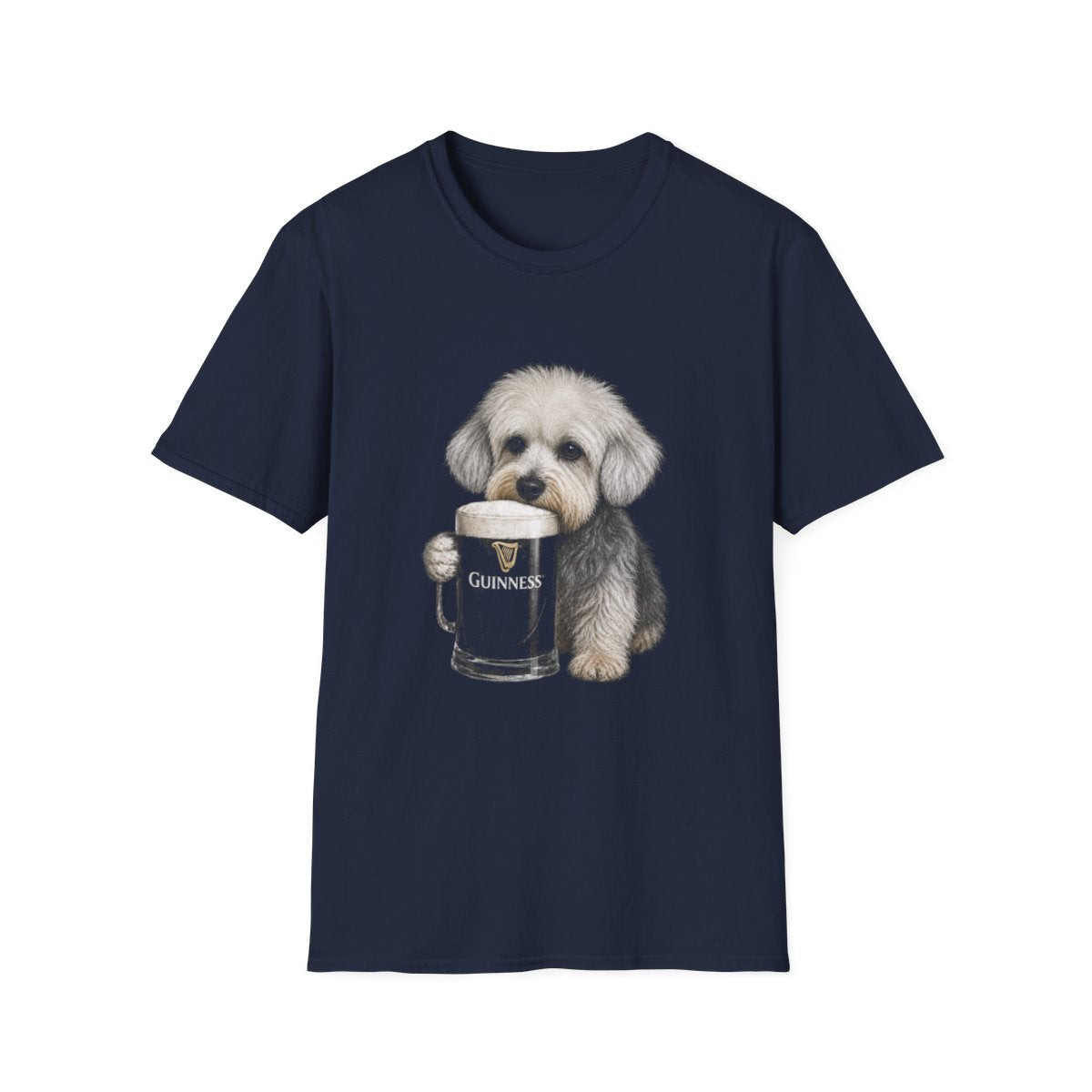 Dandie Dinmont Terrier With A Pint Tee - Navy