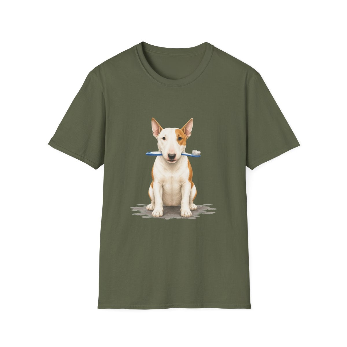 Did Someone Say Dentist Bull Terrier Tee - Military Green