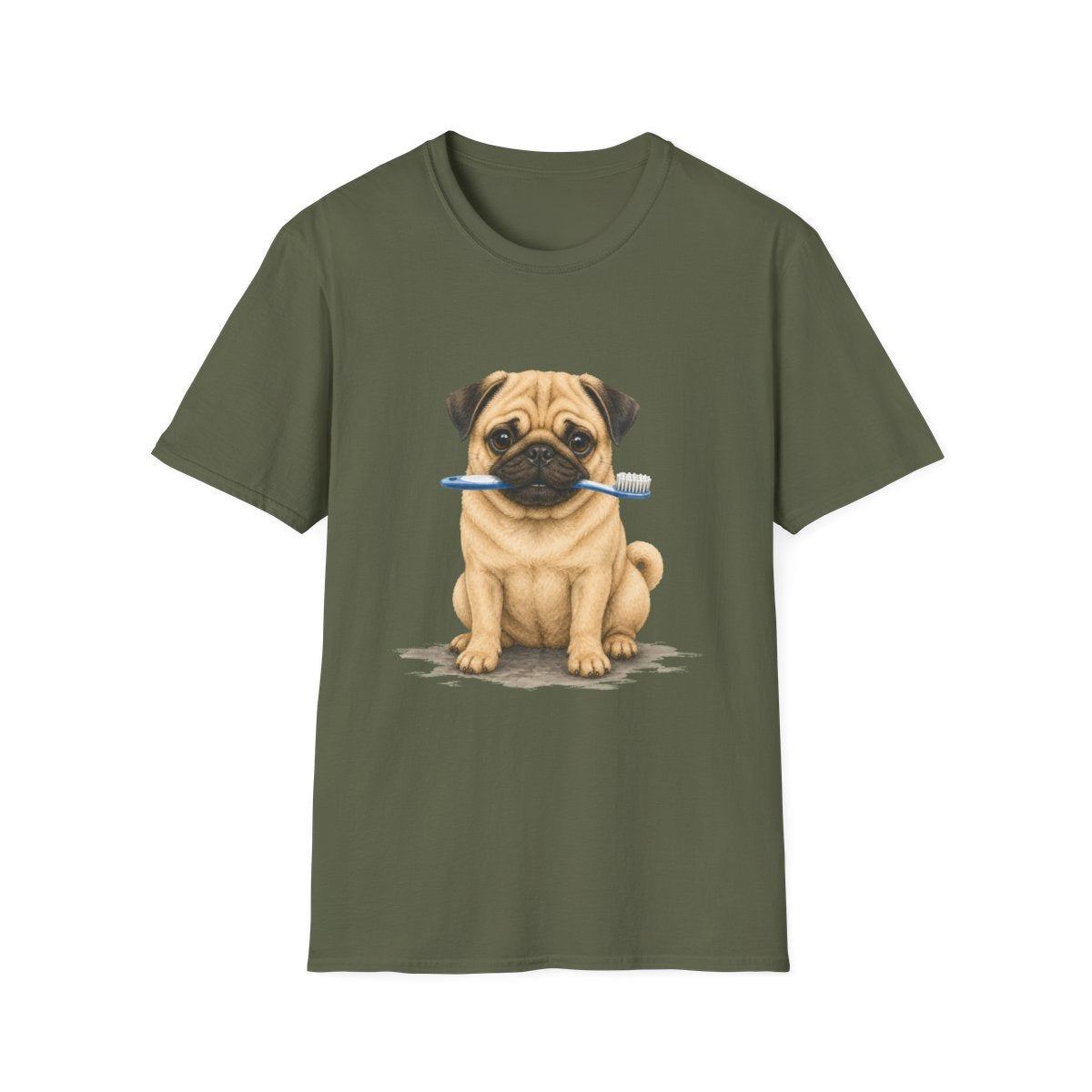 Did Someone Say Dentist Pug Tee - Military Green