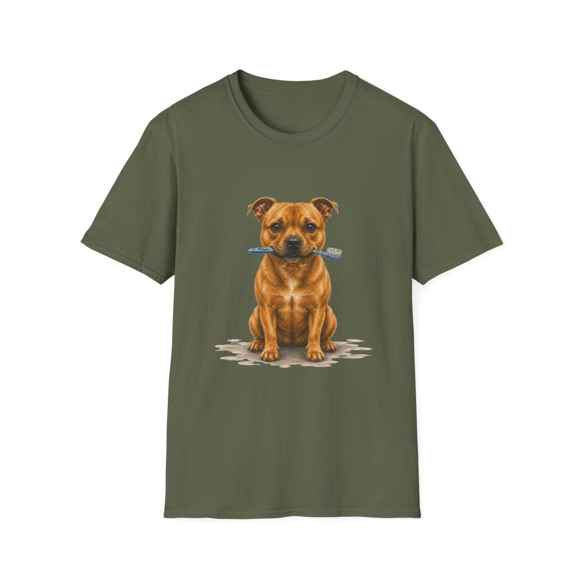 Did Someone Say Dentist Staffordshire Bull Terrier Tee - Military Green