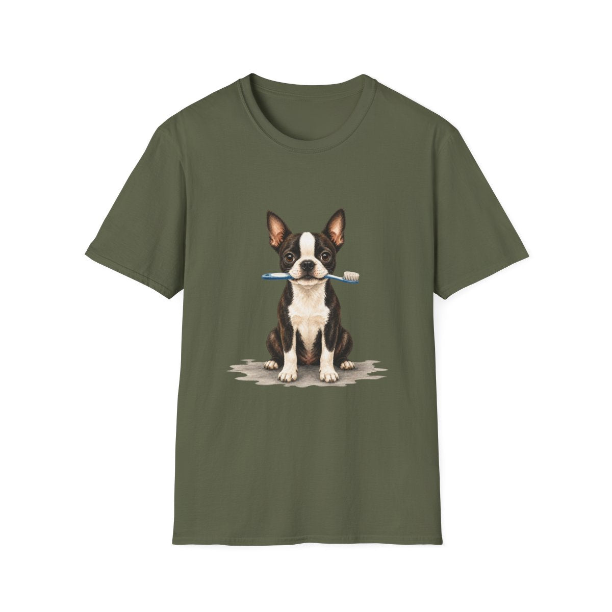 Dis Someone Say Dentist Boston Terrier Tee - Military Green