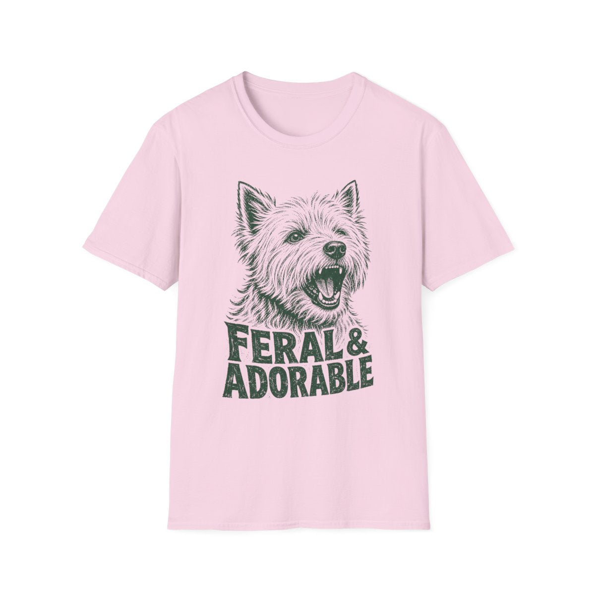 Feral And Adorable Westie Tee - Light Pink