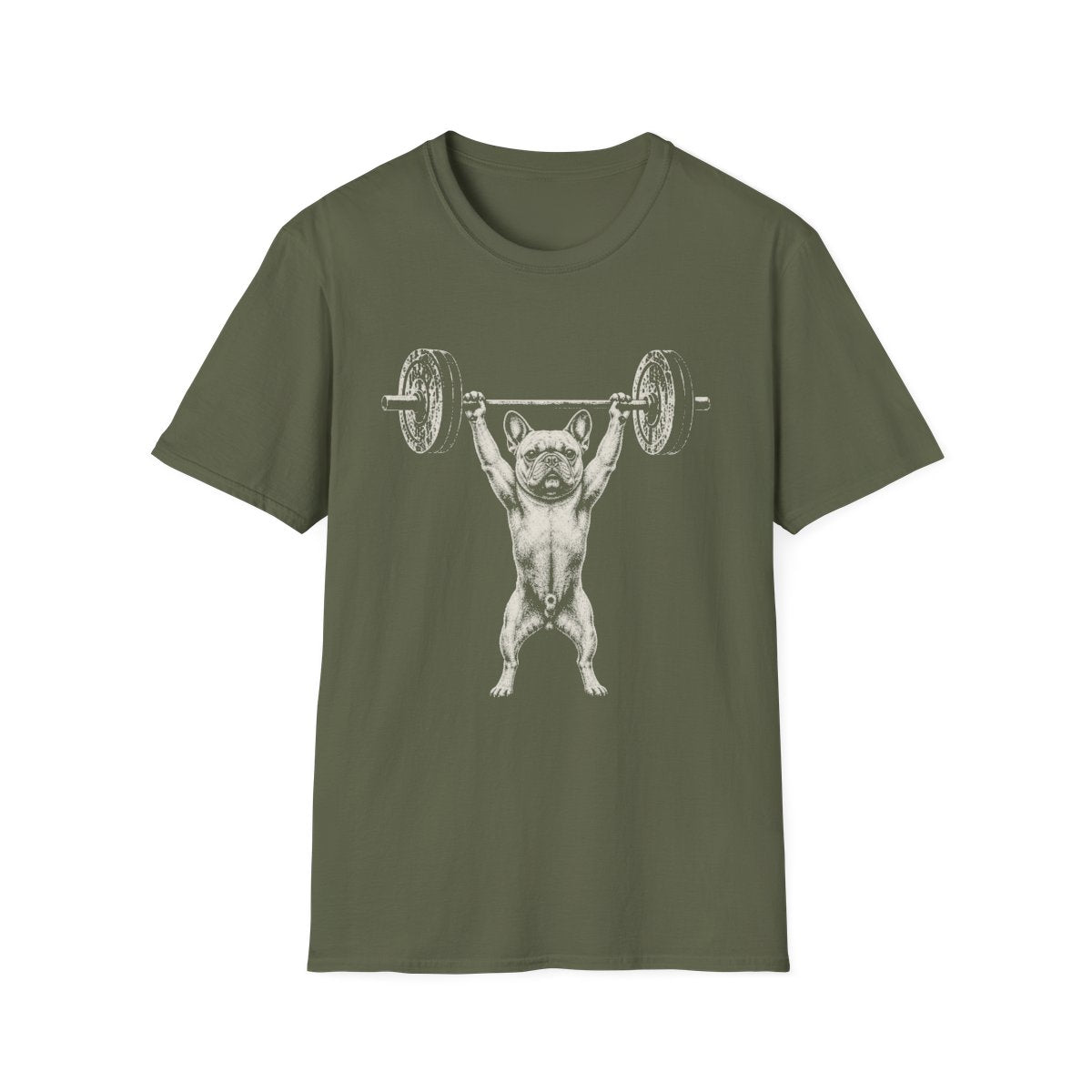 French Bulldog Powerlifting Tee - Military Green