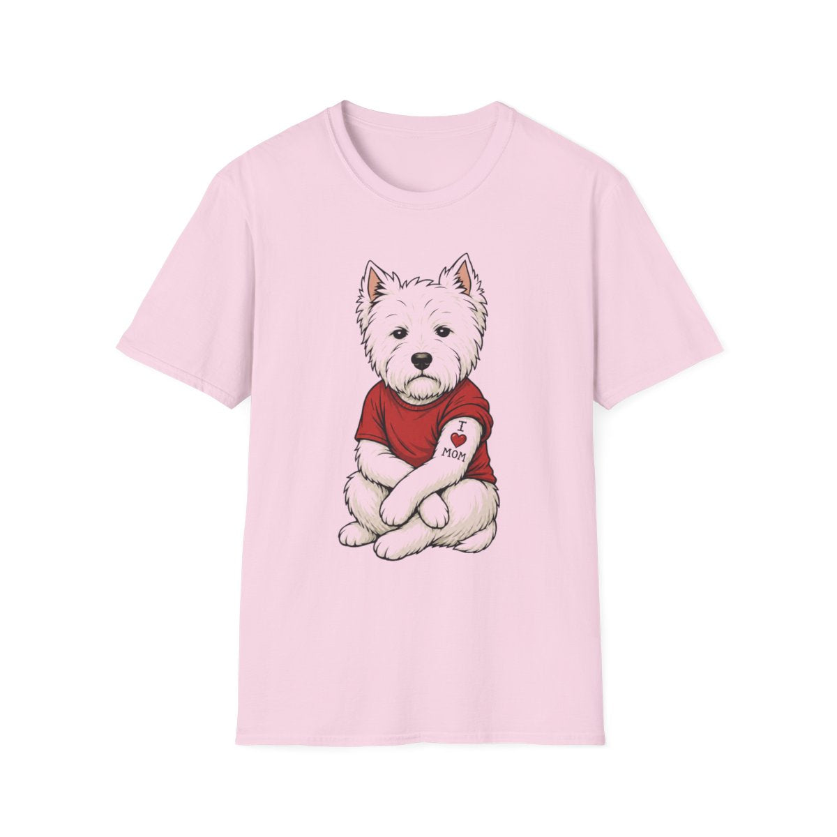 I Heart Mom Westie Tee - Light Pink