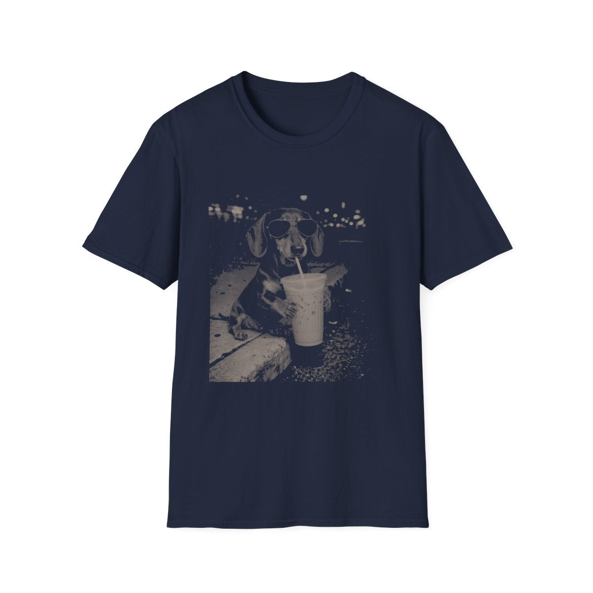 Iced Coffee Dachshund Tee - Navy