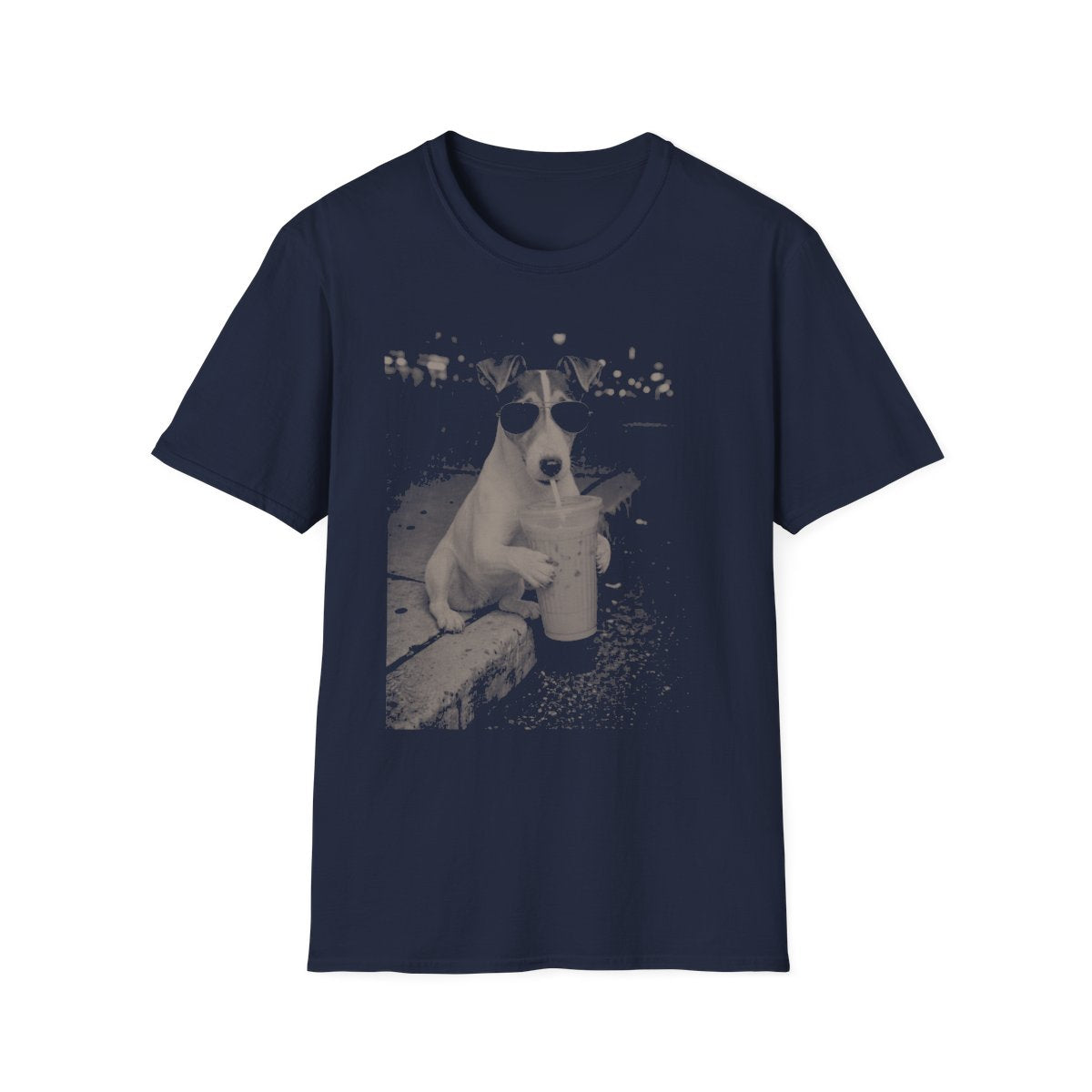 Iced Coffee Smooth Fox Terrier Tee - Navy