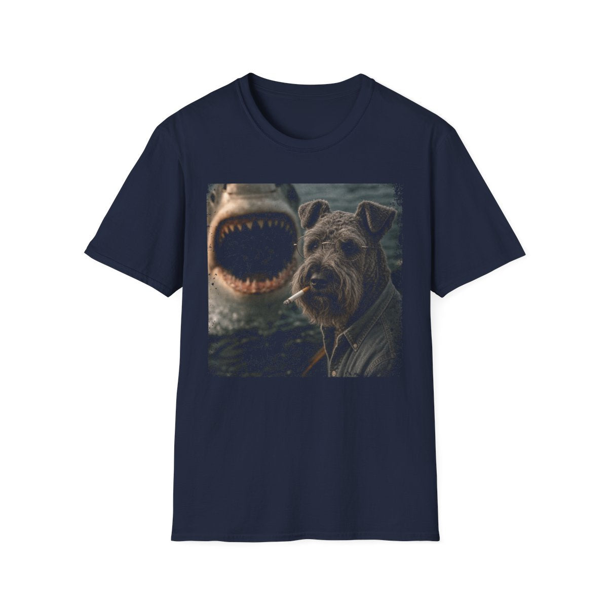 Kerry Blue Terrier and Shark Tee - Navy
