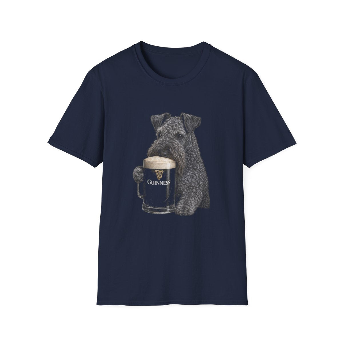 Kerry Blue Terrier With A Pint Tee - Navy