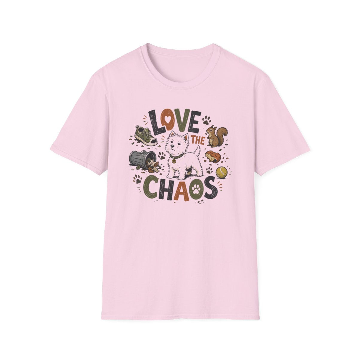 Love The Chaos Westie Tee - Light Pink