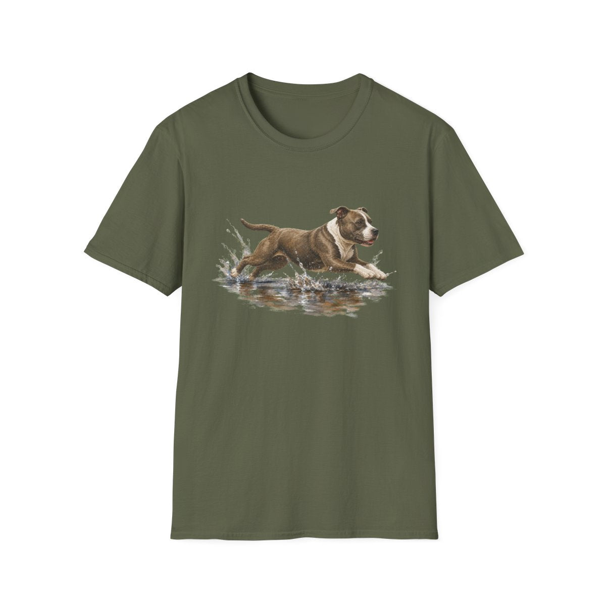 No Puddle Left Behind American Staffordshire Terrier Tee - Military Green