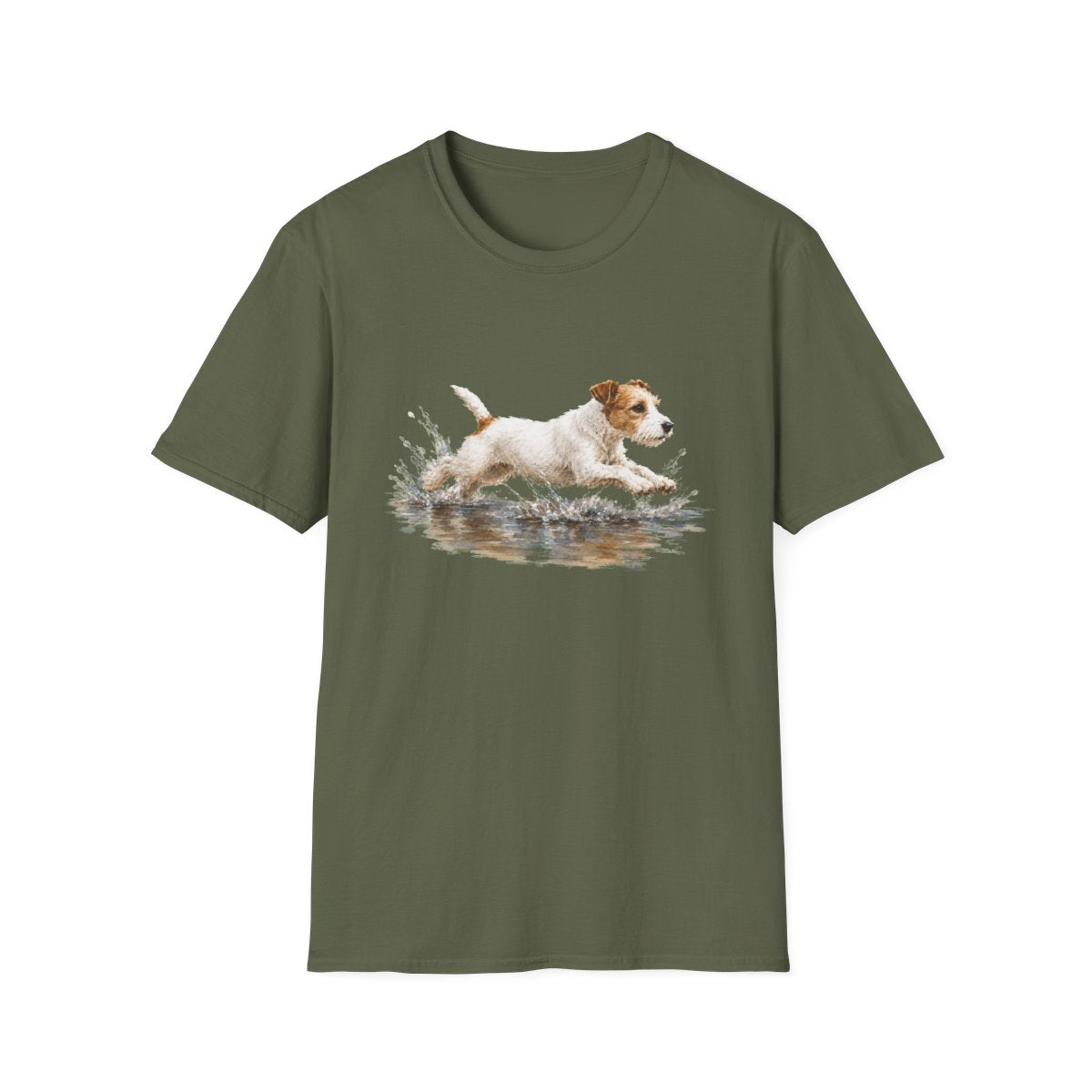 No Puddle Left Behind Parson Russell Terrier Tee - Military Green