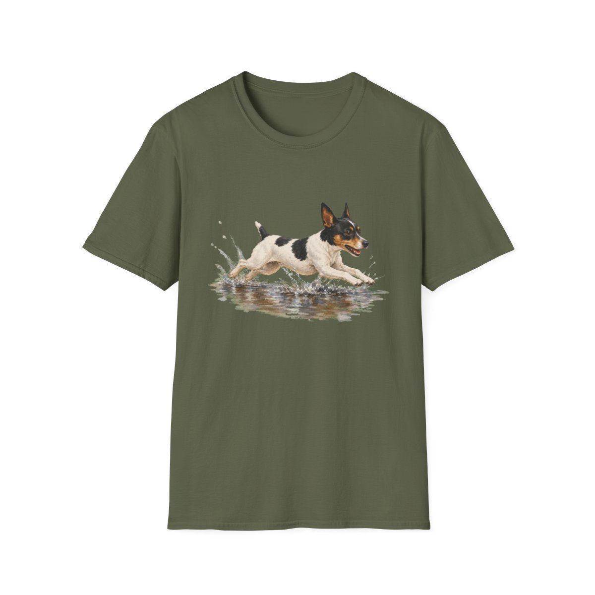 No Puddle Left Behind Rat Terrier Tee - Military Green