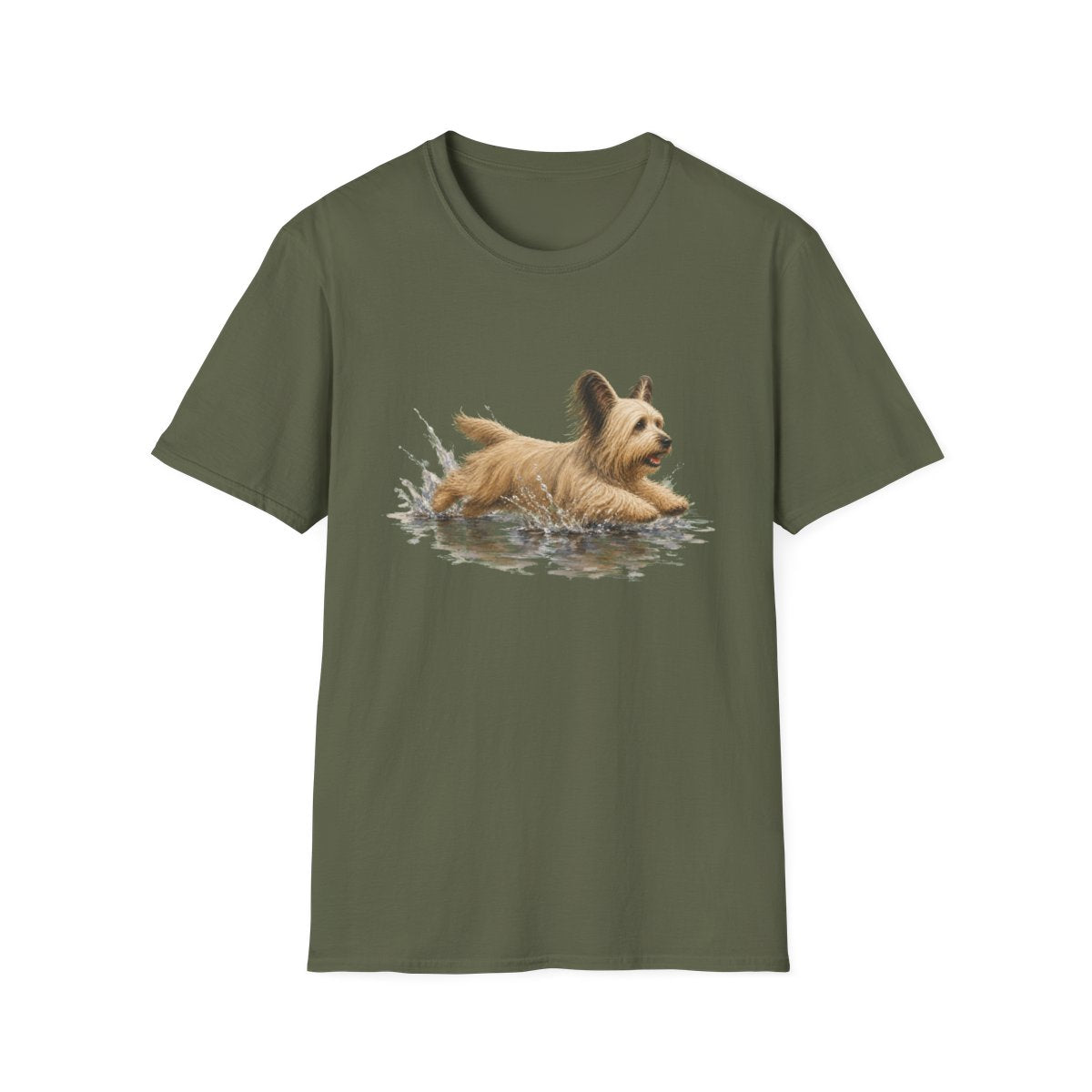 No Puddle Left Behind Skye Terrier Tee - Military Green