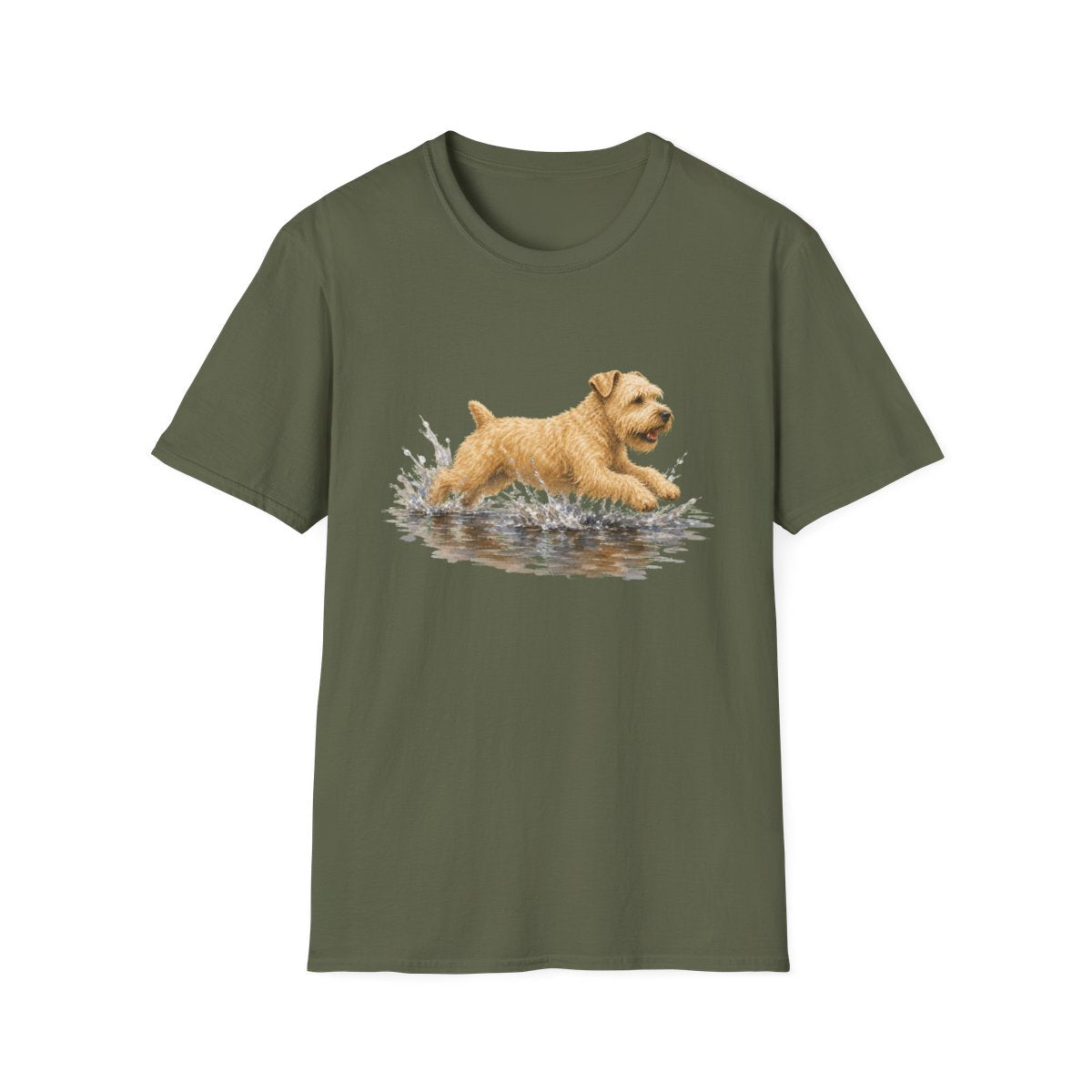 No Puddle Left Behind Soft Coated Wheaten Terrier Tee - Military Green