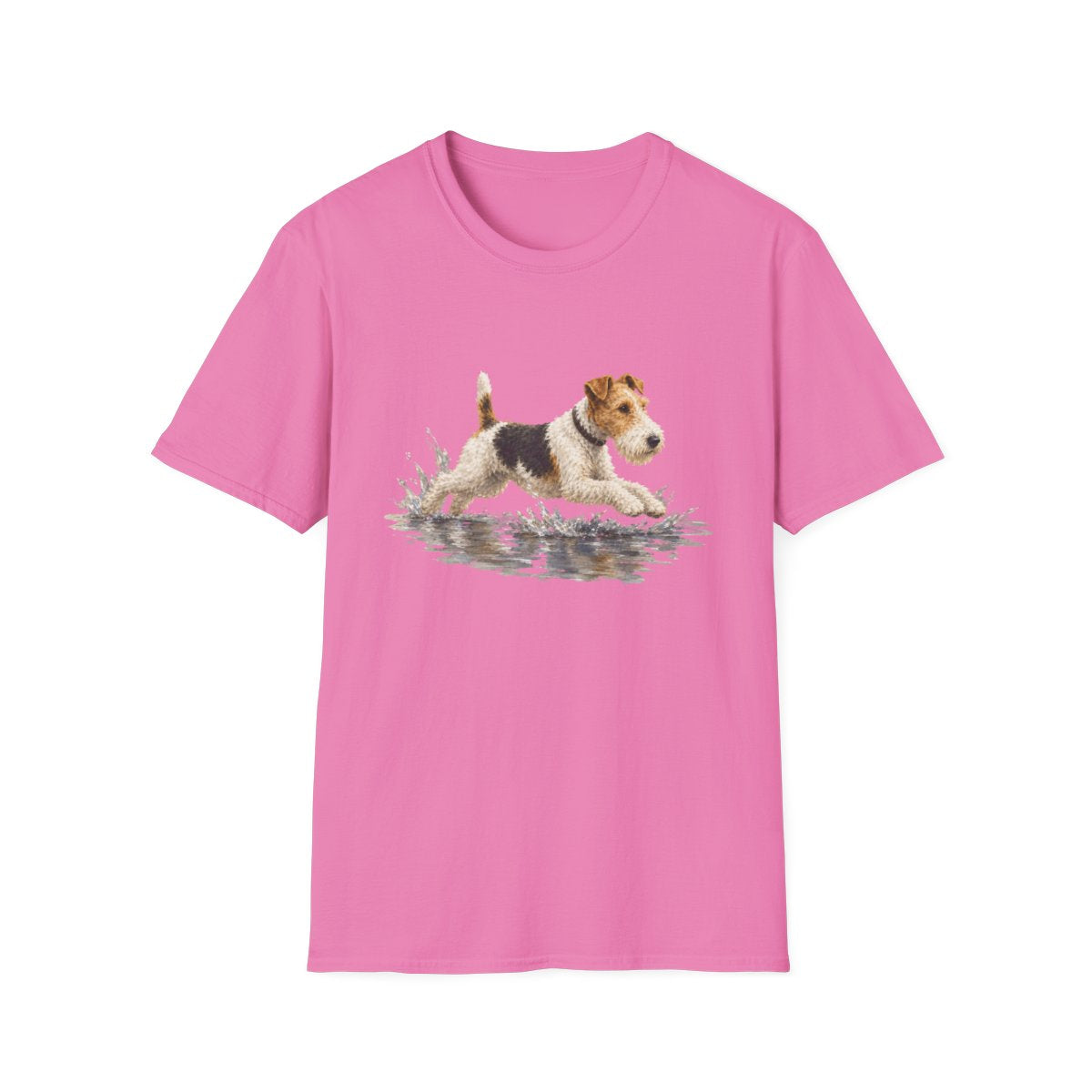 No Puddle Left Behind Wire Fox Terrier Tee - Azalea