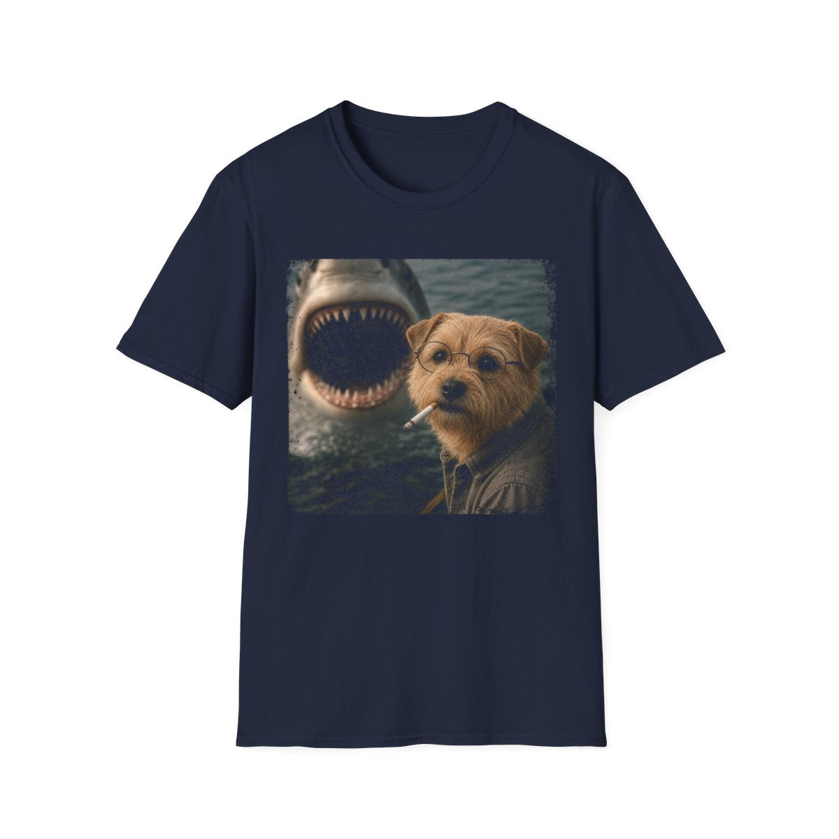 Norfolk Terrier and Shark Tee - Navy
