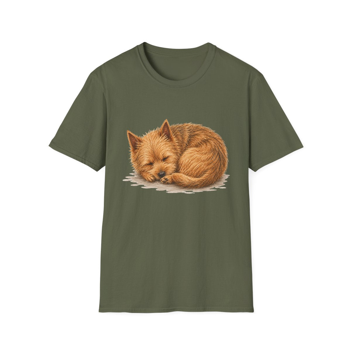 Norwich Terrier Rest At Last Tee - Military Green